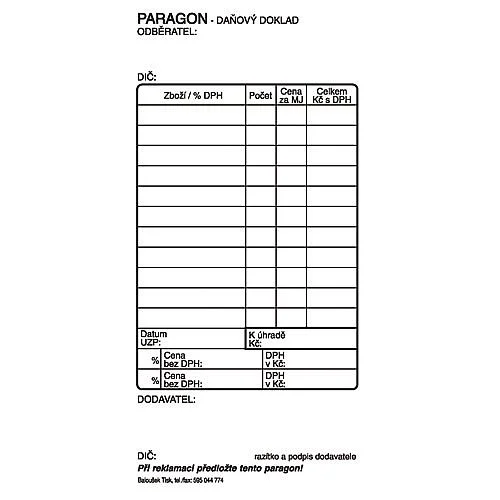 Baloušek - Paragon daňový doklad, PT010, NCR Výhodná Nabídka