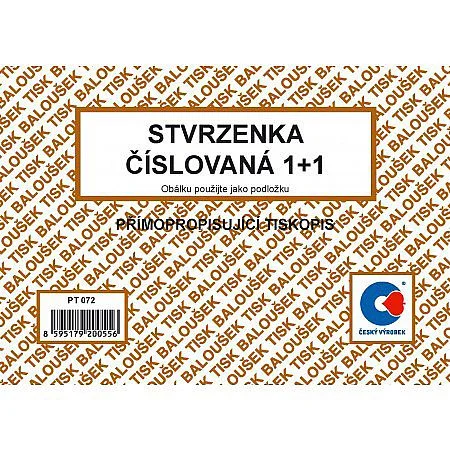 Výprodej Baloušek - Stvrzenka, PT072, A6, NCR, číslovaná
