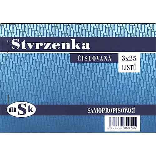 Odeslání Ihned Stvrzenka pokladní MSK-75, 3x25 listů