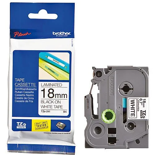 Páska Brother, TZE-241, 18 mm, bílá páska + černý tisk Akce