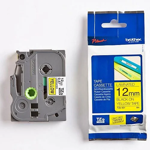 Víkendová Akce Páska Brother, TZE-631, 12 mm, žlutá páska + černý tisk