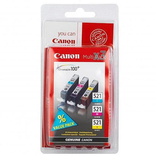 Víkendová Akce Cartridge Canon CLI-521, CMY, sada