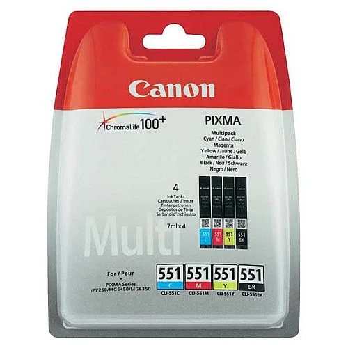 Cartridge Canon CLI551, CMYK - sada, 4 x 7 ml Cenově Výhodný