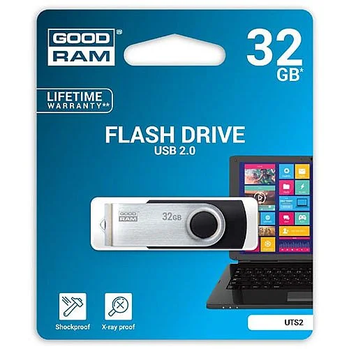 Ověřený Goodram USB flash disk UTS2, 2.0, 32 GB, černá