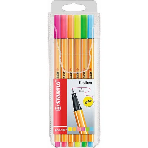 Finální Výprodej Liner STABILO point 88, 6 ks, neon