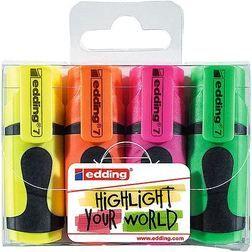 Zvýrazňovač edding 7/4S mini, 4 neonové barvy Autentický