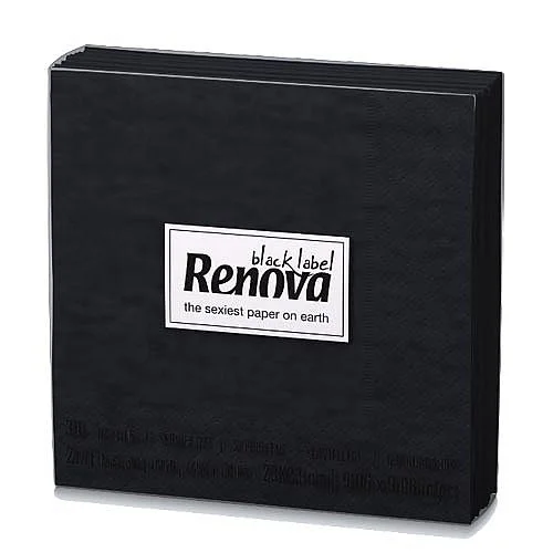 Ubrousky Renova 22x22, 2-vrstvé - Černá, 30 ks Zlevněný