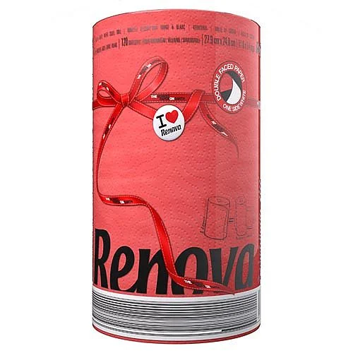 Originální Kuchyňské ubrousky Renova, červená, 2-vrstvé, 1 ks