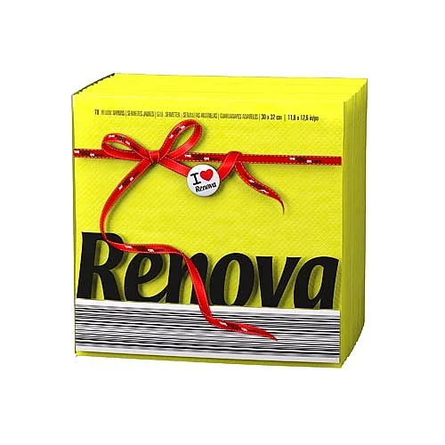 Ubrousky Renova 30x32 cm, 1-vrstvé, Žlutá, 70 ks Autentický