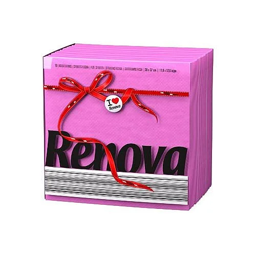 Ubrousky Renova 30x32 cm, 1-vrstvé, Růžová, 70 ks Finální Výprodej