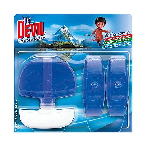 Výprodej Dr. DEVIL tekuté WC bloky 3v1, Polar aqua