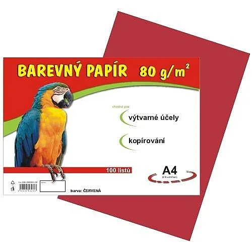 Aktuální Barevný papír A4/ 80 g, 100 ls, červený