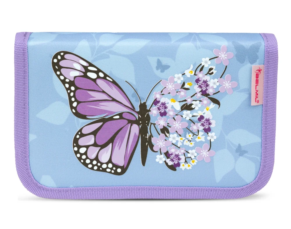Originální Školní penál Belmil - Purple Blue Butterfly