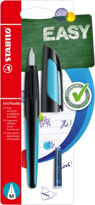 Časově Omezené STABILO EASYbuddy Ergonomické školní plnicí pero - černá/sv.modrá, blistr