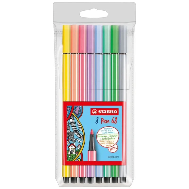 Cenový Hit STABILO Pen 68 Vláknový fix - sada 8 pastelových barev