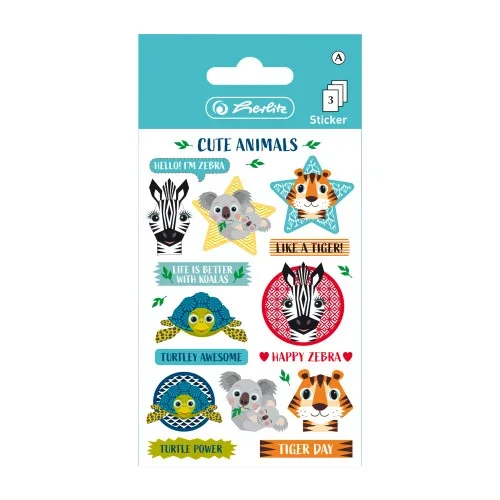 Značkový Herlitz Samolepicí etikety dětské zvířátka Cute animals, 1 list