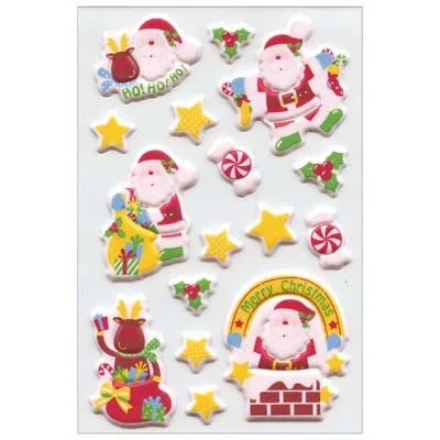 Nová Kolekce Vánoční etikety Santa, pěnový efekt, 1 arch