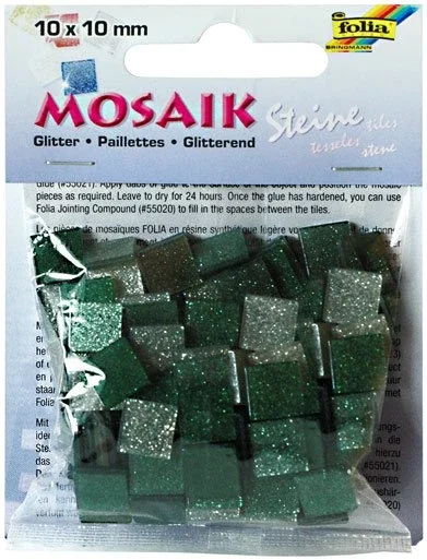 Mozaikové kamínky - se třpytkami - barva zelená Nová Kolekce