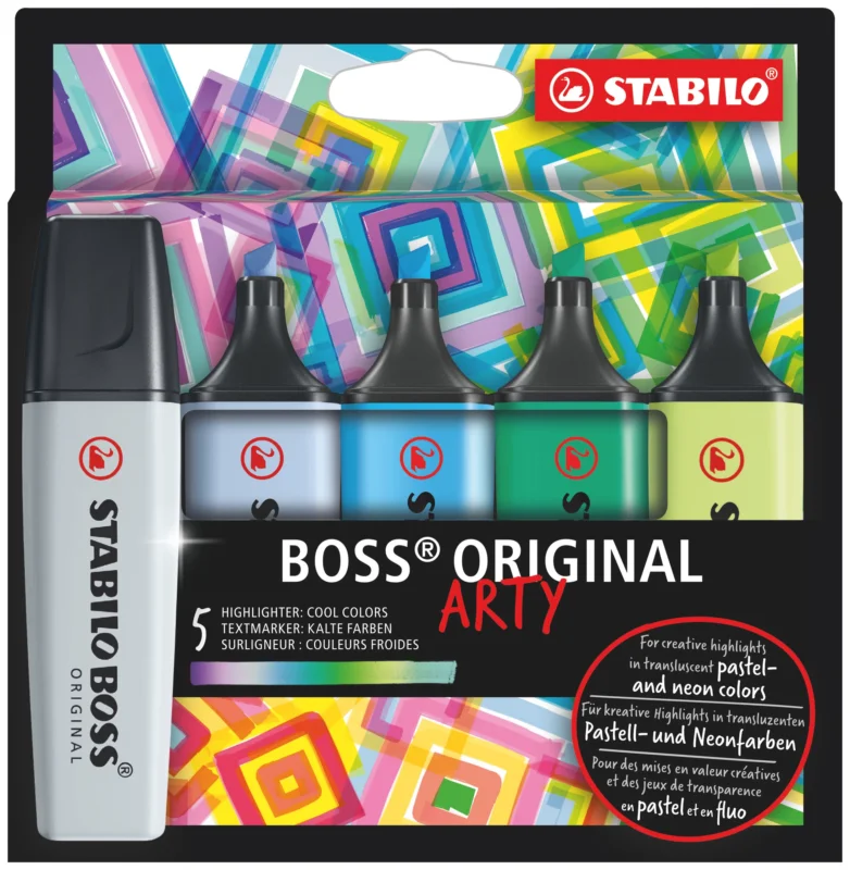 Speciální Cena STABILO BOSS ORIGINAL Zvýrazňovač ARTY - sada 5 barev, studené odstíny