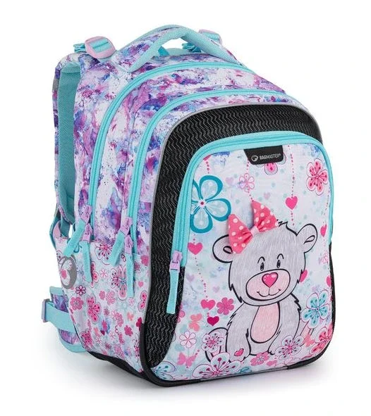 Školní batoh Bagmaster - LUMI 21 C GRAY/BLUE/PINK Zlevněný