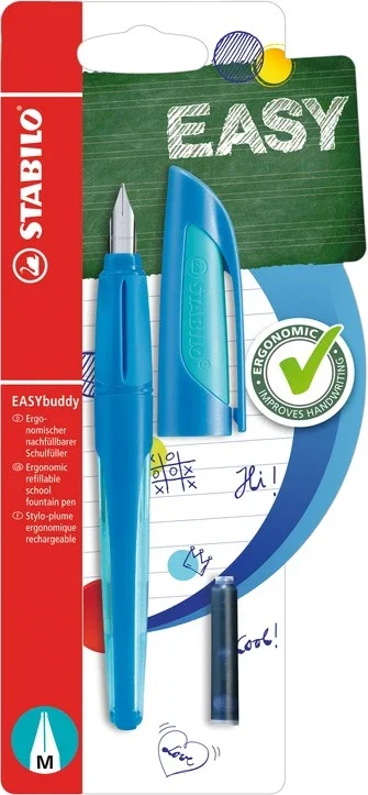 Oblíbený STABILO EASYbuddy Ergonomické školní plnicí pero - tm.modrá/sv.modrá, blistr