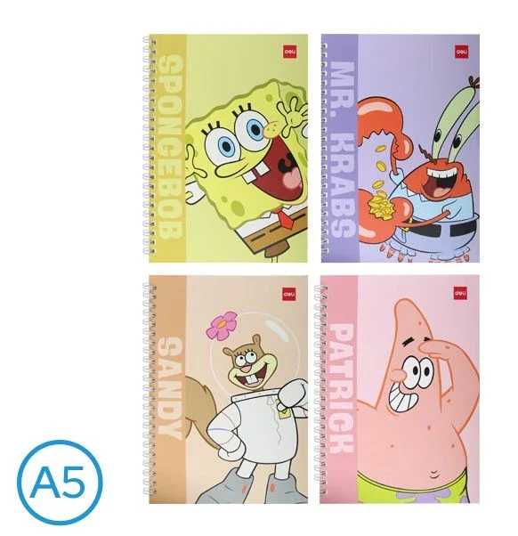 Spirálový blok A5 DELI SPONGEBOB linkovaný 60 l. - mix motivů Akční Nabídka