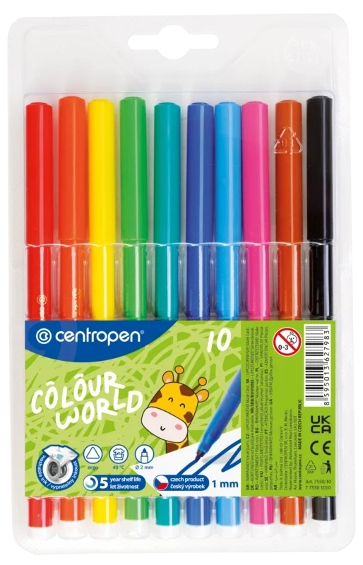 Novinka Centropen Popisovač COLOUR WORLD 7550 trojboký - sada 10 barev