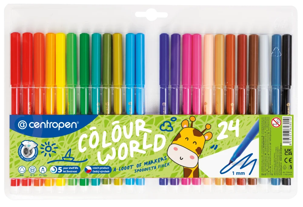 Centropen Popisovač COLOUR WORLD 7550 trojboký - sada 24 barev Hit Sezóny