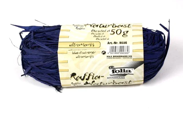Přírodní lýko - 50 g - barva modrá Speciální Cena