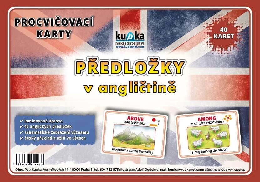 Omezená Nabídka Procvičovací karty - anglické předložky A4 (30x21 cm)