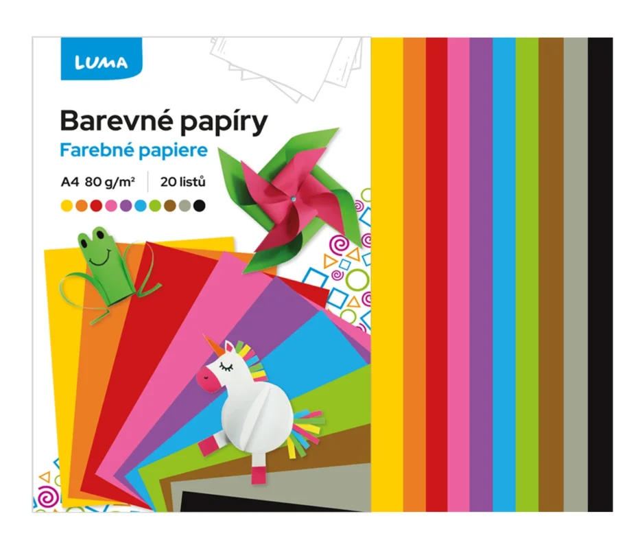 Barevné papíry LUMA složka A4/80 g - mix 20 ks Finální Výprodej