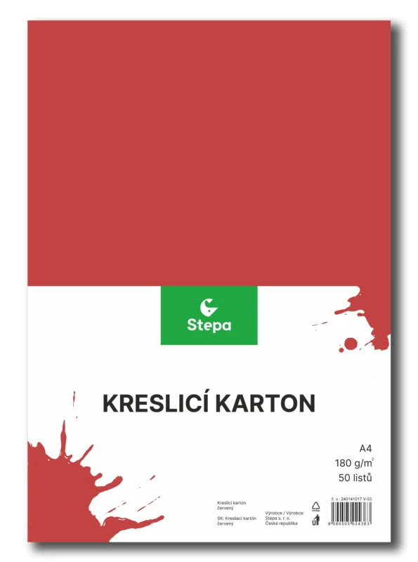 Horká Nabídka Kreslicí karton barevný A4 - 180g - 50 ks - červený