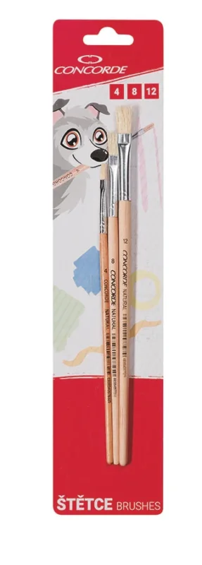 CONCORDE Sada štětců Natural, 3 ks - 4, 8, 12 plochý Vrácení Zdarma
