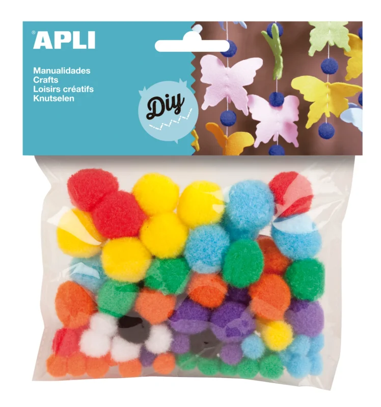 APLI Dekorativní Pom-pom kuličky 78 ks, barevný mix Akce