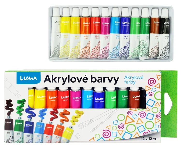 Nízká Cena Barvy akrylové LUMA 12 barev 12 ml