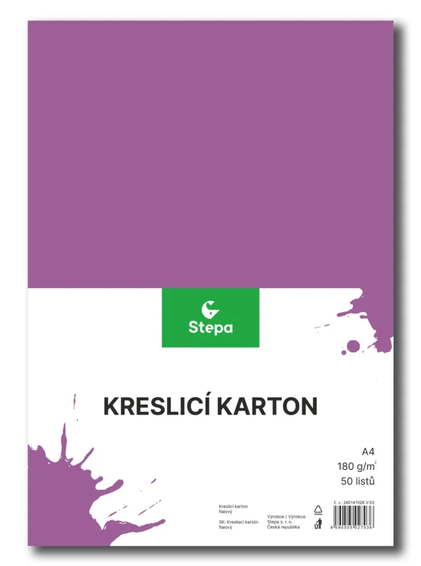 Pouze Dnes Kreslicí karton barevný A4 - 180g - 50 ks - fialový