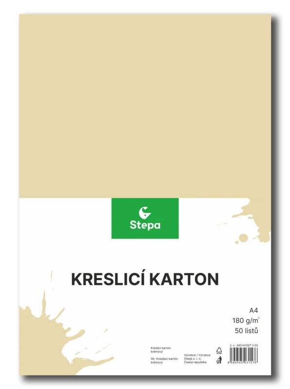 Kreslicí karton barevný A4 - 180g - 50 ks - krémový Horká Nabídka