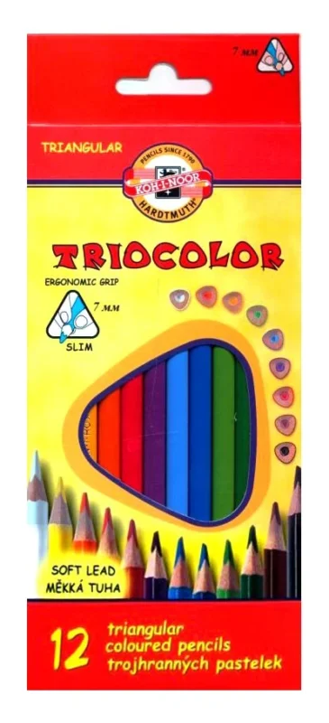 Koh-i-noor Pastelky TRIOCOLOR 3132, 12 barev - trojboké Zlevněný