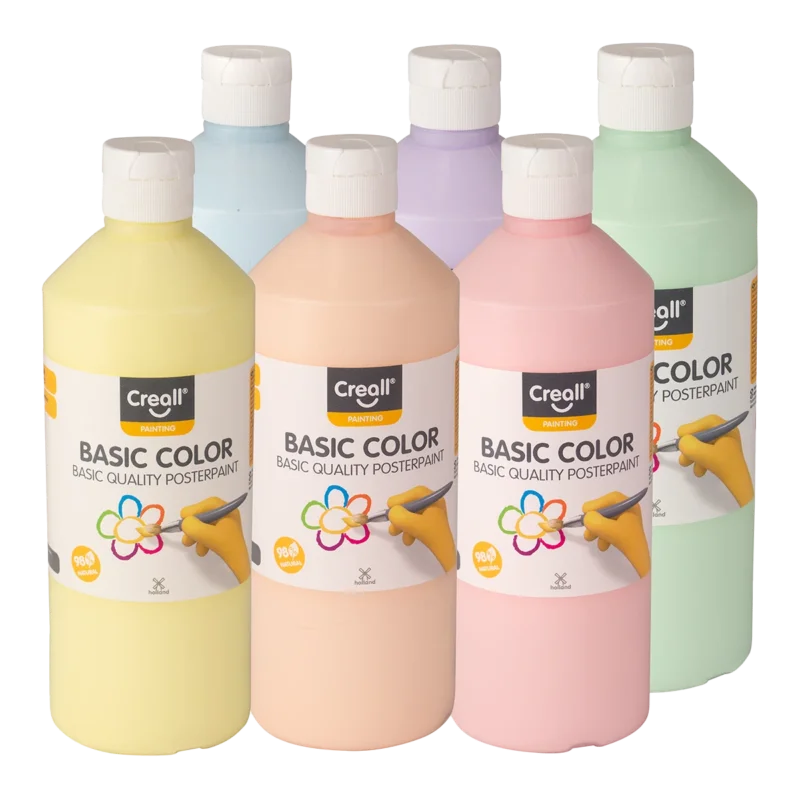 Temperové barvy Creall Pastel, 6 x 500 ml, mix pastelových barev Koupit Online