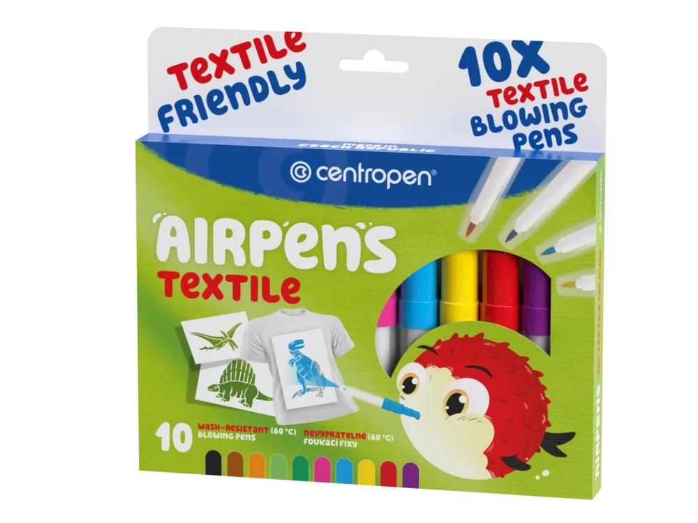 Akce Centropen Foukací fixy na textil AIR PENS TEXTILE 1539 - sada 10 barev
