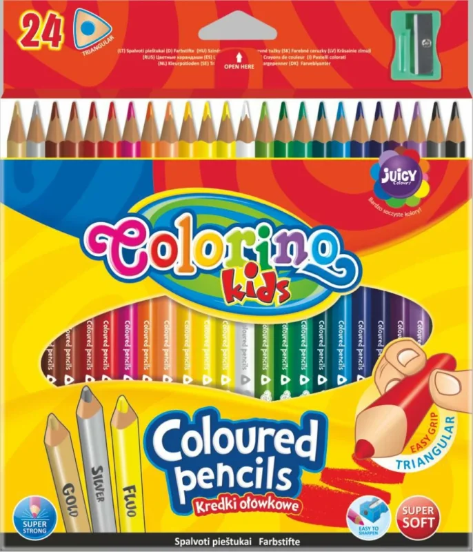 Ihned K Objednání Trojhranné pastelky Colorino - 24 barev (zlatá, stříbrná, fluorescenční)