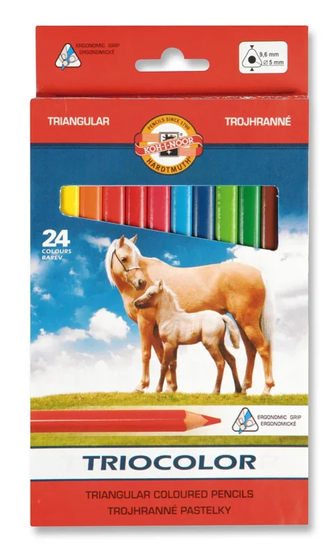 Koh-i-noor pastelky TRIOCOLOR 3144, 24 barev Vysoce Kvalitní