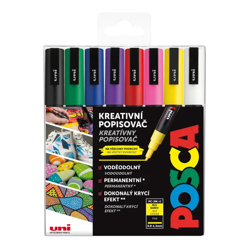 Akrylové popisovače POSCA, PC-3M - mix 8 základních barev Akční Nabídka