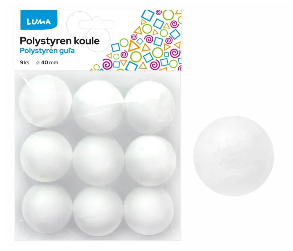 Koule polystyrenové 40 mm - 9 ks Autentický