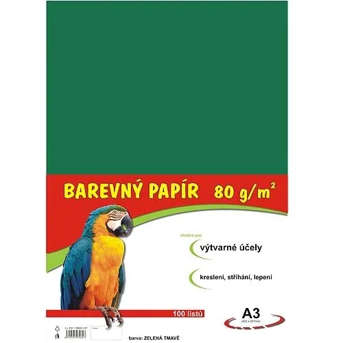 Vrácení Zdarma Barevný papír A3 80 g - 100 ks - tmavě zelený