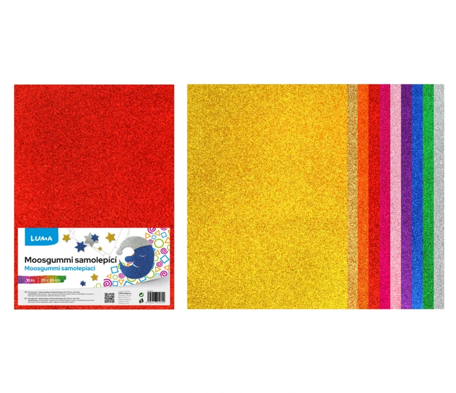 MOOSGUMMI A4 mix GLITR samolepící LUMA, 10ks Odeslání Ihned