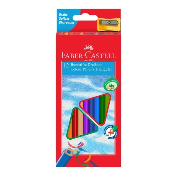 Akční Cena Pastelky Faber-Castell - trojhranné, 12 barev + ořezávátko