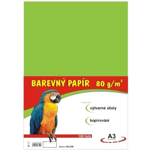 Barevný papír A3 80 g - 100 ks - zelený Vrácení Zdarma