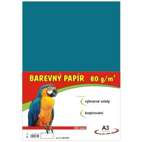 Barevný papír A3 80 g - 100 ks - modrý Jen Po Omezenou Doba