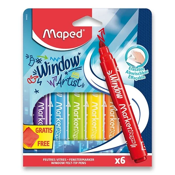Fixy na sklo dětské Maped Window - 6 barev Cenově Výhodný